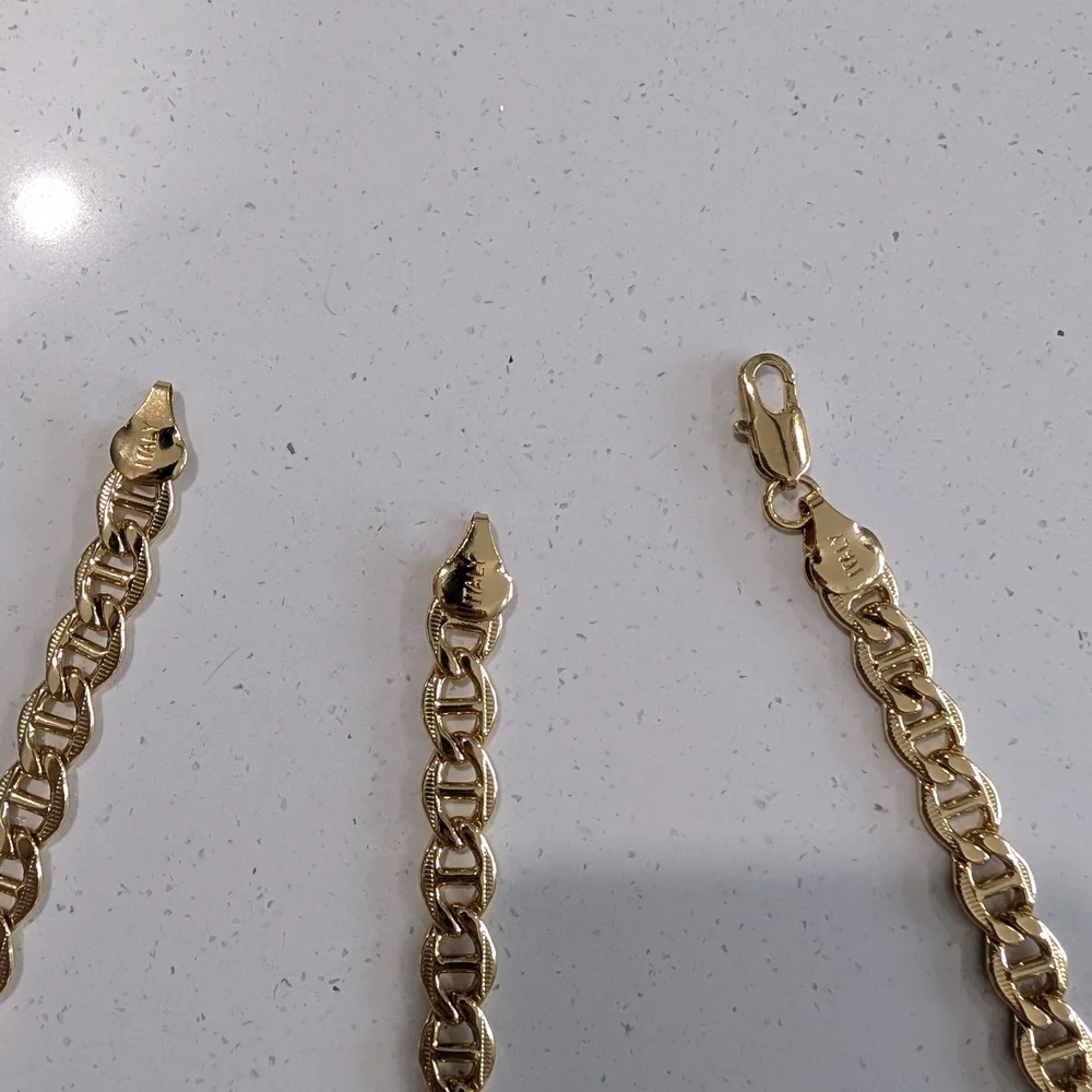 750 ITALY 18K Gold Plated Chain, Necklace And Bracelet Plated Set